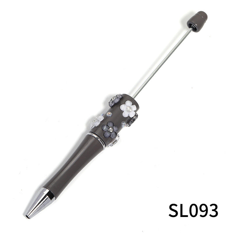 Heavy Industry DIY diamond-encrusted five-petaled flower bead pen multi-color rotating ballpoint pen spot wholesale support mixed batch