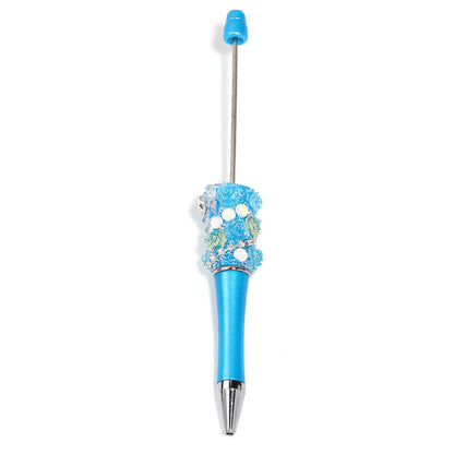 Cross-border rose bead pen wholesale creative DIY plastic beaded ballpoint pen hand sticker diamond bead pen