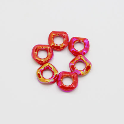 16Mm Color Electroplated Lace Wave Stacked Le Large Hole Beads Diy Handmade Beaded Loose Beads Bracelet Accessories Wholesale