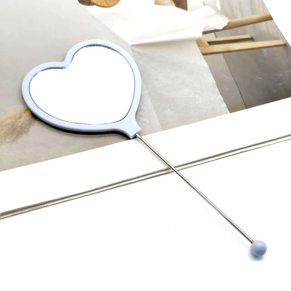 New DIY beaded mirror, love shape handheld makeup mirror, carry single-sided love handle mirror with you in stock