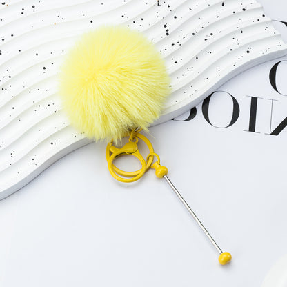 DIY beaded hairball keychain creative personalized bag pendant keychain plush pendant key pendant