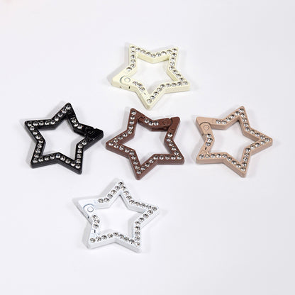 34mm Painted Diamond Spring Buckle Star Opening Ring Spring Ring Keychain DIY Small Accessories Alloy Connecting Ring