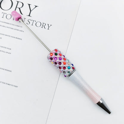 Gradual change color candy diamond bead pen DIY handmade diamond pearl agate ballpoint pen, cute creative gift pen