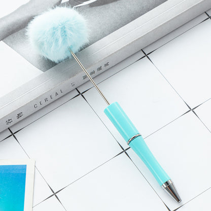 Creative DIY hairball bead pen wholesale cute wind fluffy gift pen new multi-color beaded ballpoint pen
