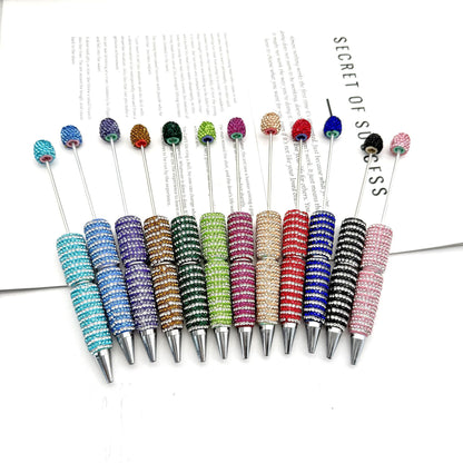Creative Stripe Full Diamond Ballpoint Pen DIY Beaded Stripe Full Diamond Multicolor Bead Pen Rotary Beaded Grain Pen