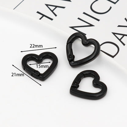 Love Paint Colored Zinc Alloy Spring Buckle, Heart-shaped Open Spring Ring, Luggage, Keychain DIY Jewelry Accessories Random Mix