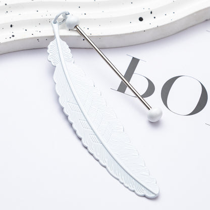 Spot metal feather bookmark creative DIY beaded bookmark pendant children's reward small gift mark book page folder