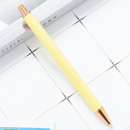 High-value metal press ballpoint pen, new creative glitter, metal stationery pen for students, spot press pen