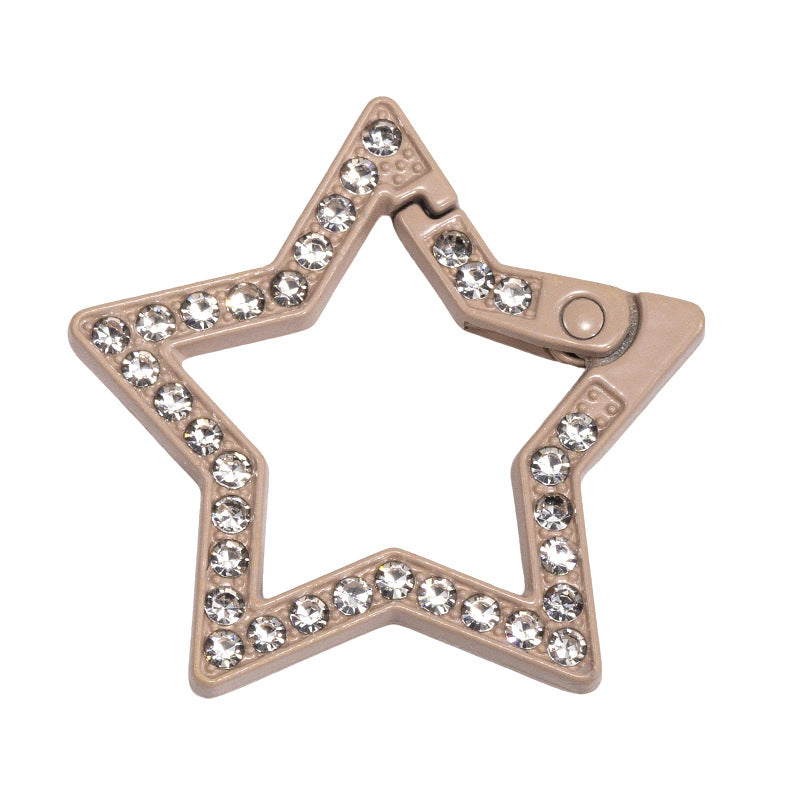 34mm Painted Diamond Spring Buckle Star Opening Ring Spring Ring Keychain DIY Small Accessories Alloy Connecting Ring
