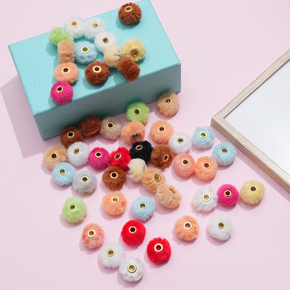 Imitation Rabbit Fur Plush Hanging Ball Beads Beads 20mm Straight Hole Hairball Beads DIY Mobile Phone Chain Accessories