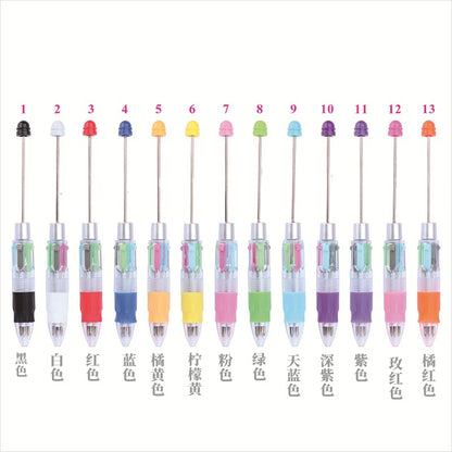Creative four-color bead pen, multi-color refill, key mark plastic, ballpoint pen, four-color DIY push gift