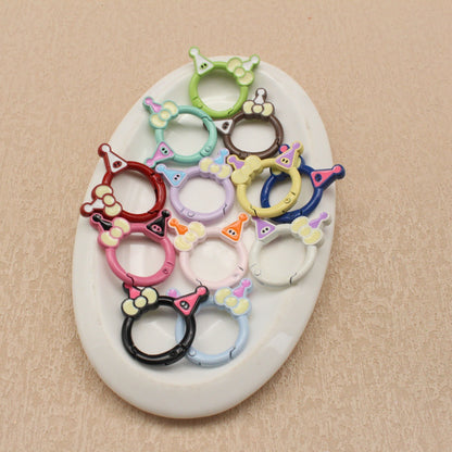 Random Mixed Color New Drip Kulomie Spring Buckle Bow Keychain DIY Accessories Alloy Open Connecting Ring