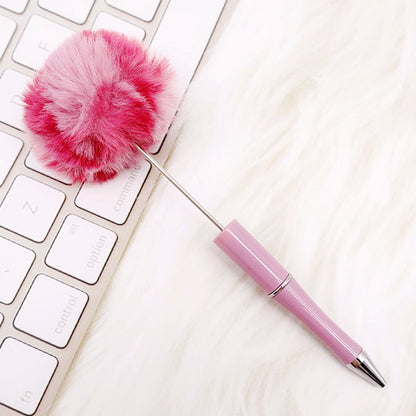 DIY hairball bead pen, cute furry gift pen, multi-color beadable ballpoint pen beadedpen spot