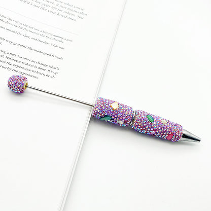 DIY colorful shell full diamond bead pen, handmade bead full diamond ballpoint pen puzzle colorful diamond gifts stationery