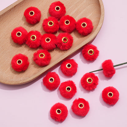Imitation Rabbit Fur Plush Hanging Ball Beads Beads 20mm Straight Hole Hairball Beads DIY Mobile Phone Chain Accessories