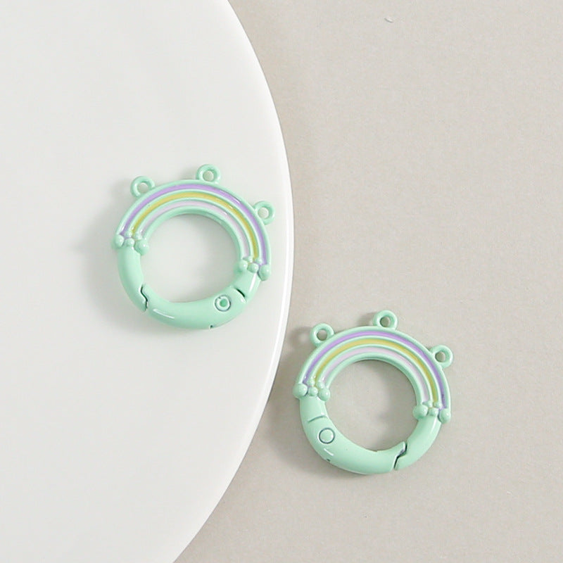 Creative Little Fresh Rainbow with Three Rings of Spring Buckle Jewelry Accessories Bag Buckle Keychain DIY Pendant Material Wholesale