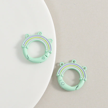 Creative Little Fresh Rainbow with Three Rings of Spring Buckle Jewelry Accessories Bag Buckle Keychain DIY Pendant Material Wholesale