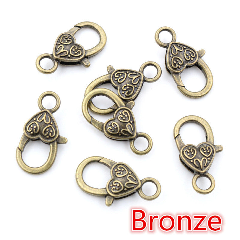 26X19mm heart-shaped love lobster buckle zinc alloy color paint pendant buckle DIY jewelry accessories 3g