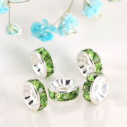 12Mm Hand-drilled Ring Spacer Beads, Colored Bracelet with Diamond Spacer Wheel Ring DIY Jewelry Accessories