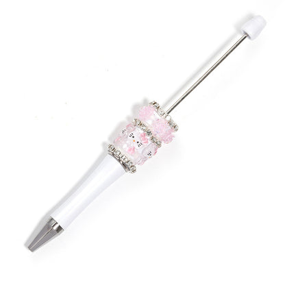 Heavy Industry DIY Resin HelloKitty Cat Camellia Rose Rhinestone Chain Beaded Ballpoint Pen