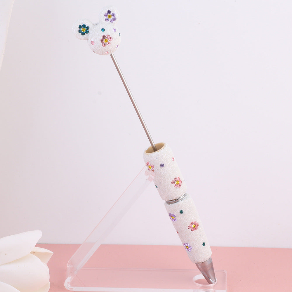 Cross-border new product creativity DIY pearl small daisy bead pen multi-color ballpoint pen color cute cartoon pearl pen