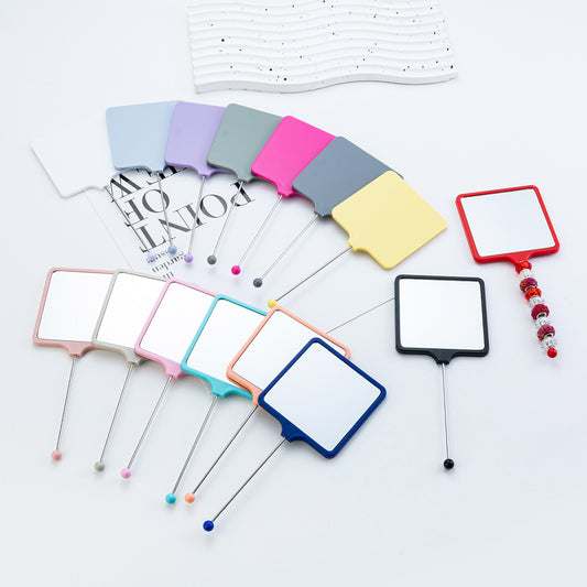 Handheld square makeup mirror high definition student portable makeup ins wind mini handle small mirror wholesale