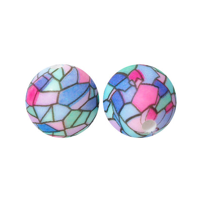 15mm Silicone Beads Water Transfer Beads DIY Jewelry Bead Pen Loose Beads Wholesale #201-250
