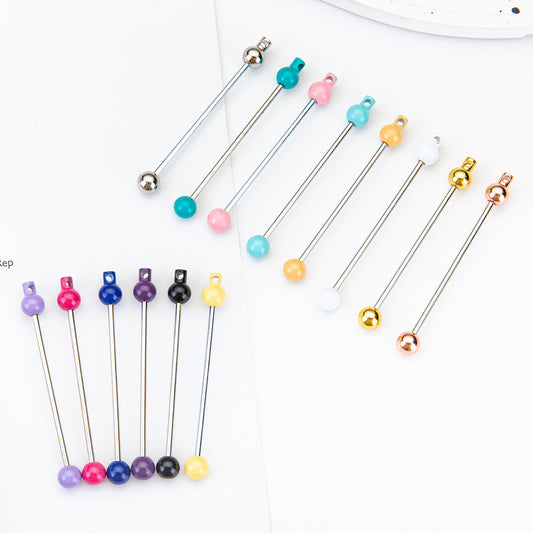 New DIY beaded pole, creative handmade beaded keychain accessories pendant pole metal beaded pole