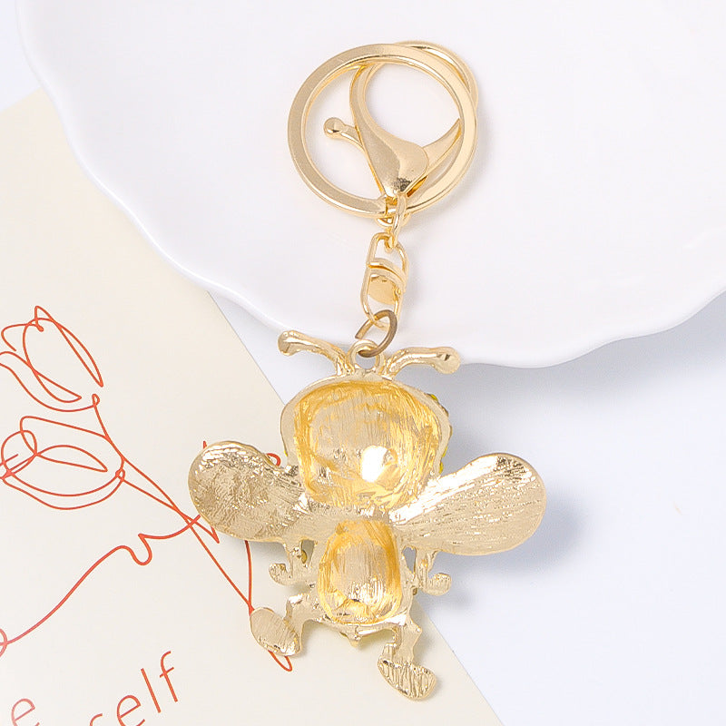 58*57mm Popular Bee Keychain Small Pendant Rhinestone Key Pendant Metal Backpack Key Chain
