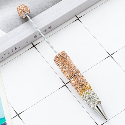 New DIY gradual change bead pen multi-color full diamond plastic beaded ballpoint pen manual diamond bead pen wholesale