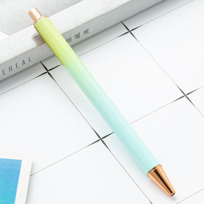 High-value metal press ballpoint pen, new creative glitter, metal stationery pen for students, spot press pen