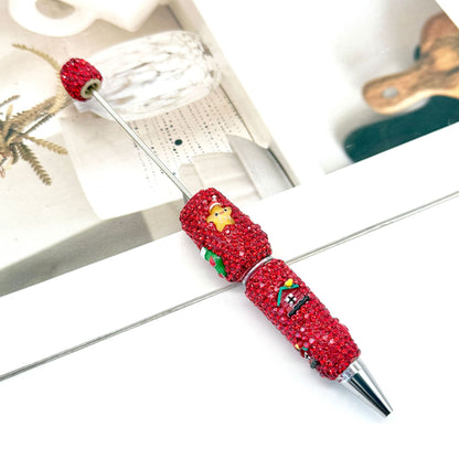 New Christmas full drill pen, creative DIY bead pen Santa Claus Elk Snowman KT cat cartoon gift pen