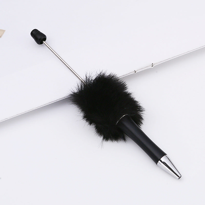 DIY plush bead pen new bead-piercing hairball bead pen cross-border Beadedpen cute cartoon gift pen