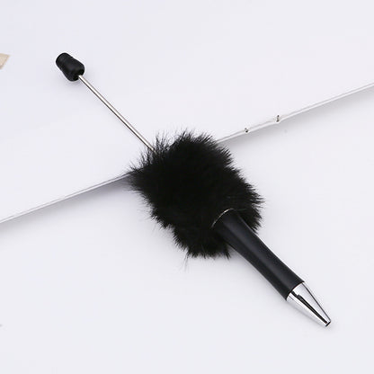 DIY plush bead pen new bead-piercing hairball bead pen cross-border Beadedpen cute cartoon gift pen