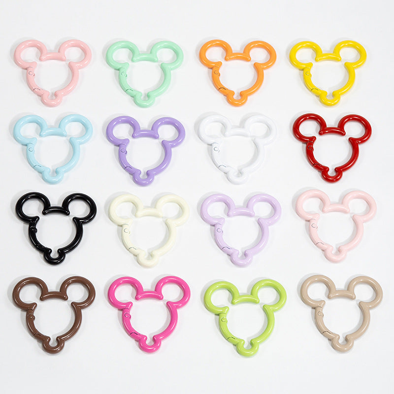 44*44mm Violent Bear Spring Buckle Open Ring Mickey Spring Ring Keychain Jewelry DIY Accessories Alloy Connecting Ring