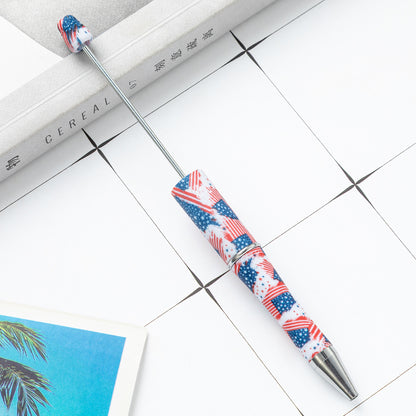DIY plastic bead pen creative handmade leopard print floral cow bead pen wholesale printing new plastic bead pen