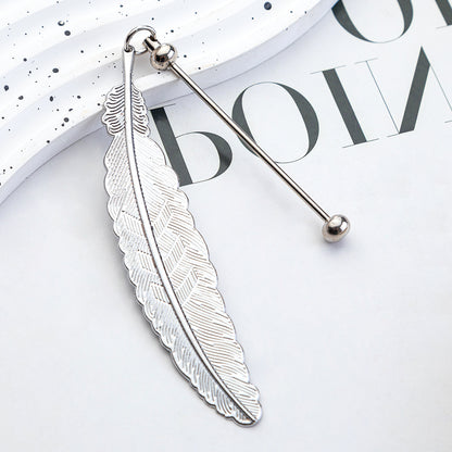 Spot metal feather bookmark creative DIY beaded bookmark pendant children's reward small gift mark book page folder