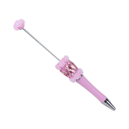 DIY flower mermaid bead pen pure handmade patch pen cap sticker rose mermaid bead pen, student gift pen