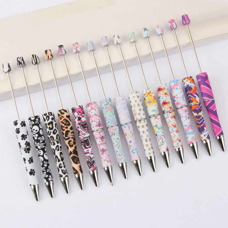 DIY bead pen printing pattern creative plastic beading puzzle leopard print floral cow tiger pattern bead pen wholesale