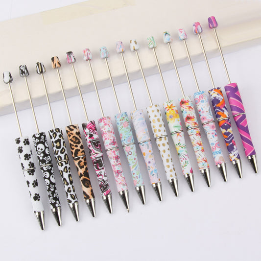 DIY bead pen printing pattern creative plastic beading puzzle leopard print floral cow tiger pattern bead pen wholesale