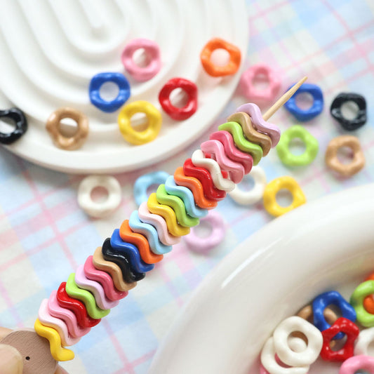 16Mm Paint Colors Stacked Music Lace Large Hole Wavy Skirt DIY Beaded Mobile Phone Chain Bag Pendant Material Accessories