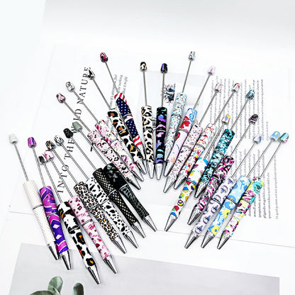 DIY printing pattern bead pen creative leopard print floral cow bead pen cross-border beadedpen spot wholesale