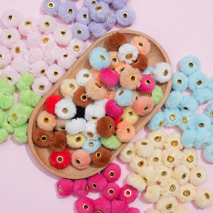 Imitation Rabbit Fur Plush Hanging Ball Beads Beads 20mm Straight Hole Hairball Beads DIY Mobile Phone Chain Accessories