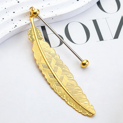 Spot metal feather bookmark creative DIY beaded bookmark pendant children's reward small gift mark book page folder
