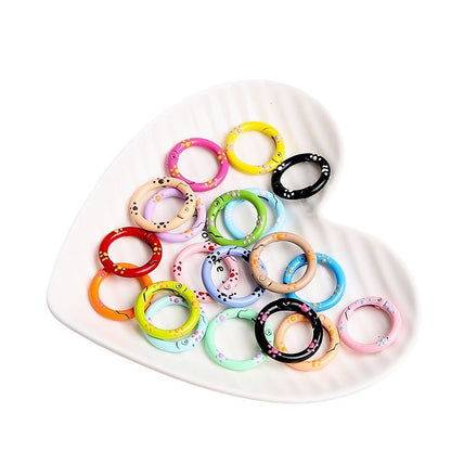 25mm Cat Paw Candy Color Metal Paint  Spring Chain Keychain Pendant DIY Jewelry Accessories Ring Buckle Backpack Buckle