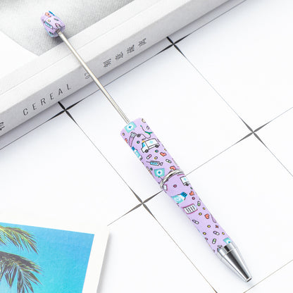 Creative DIY plastic bead pen new nurse section series beaded ballpoint pen spot wholesale printing bead pen
