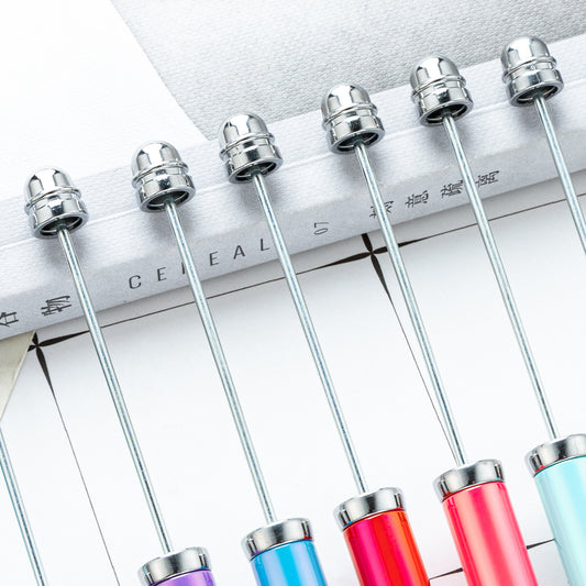 DIY plastic bead pen wholesale UV electroplating colorful beaded ballpoint pen creative student plastic bead pen