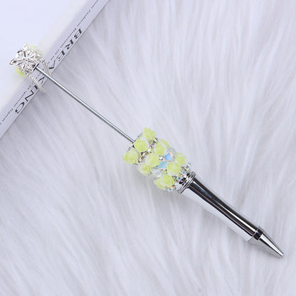 Creative DIY rose petal bead pen, exquisite handmade diamond beaded pen, girl heart blind box gift pen