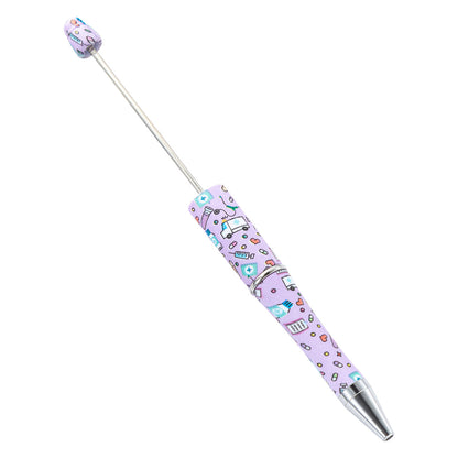 Creative DIY plastic bead pen new nurse section series beaded ballpoint pen spot wholesale printing bead pen