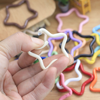 DIY Keychain Jewelry Lock Chain, Color Spray Paint Five-pointed Star, Key Ring Flat Ring Key Ring Mobile Phone With
